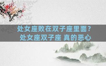 处女座败在双子座里面？处女座双子座 真的恶心